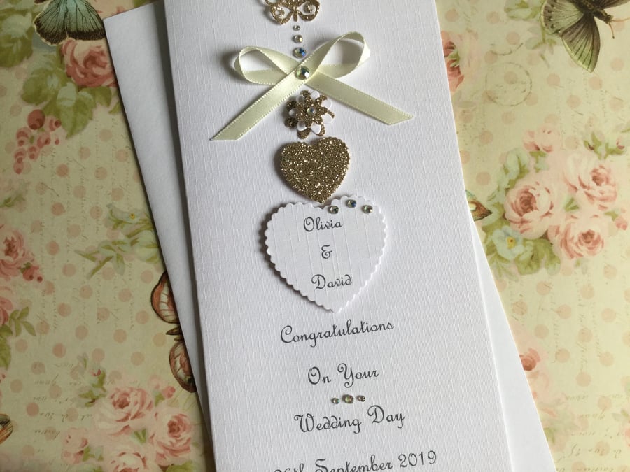 Personalised Handmade Wedding Day Card Engagement Any Anniversary 