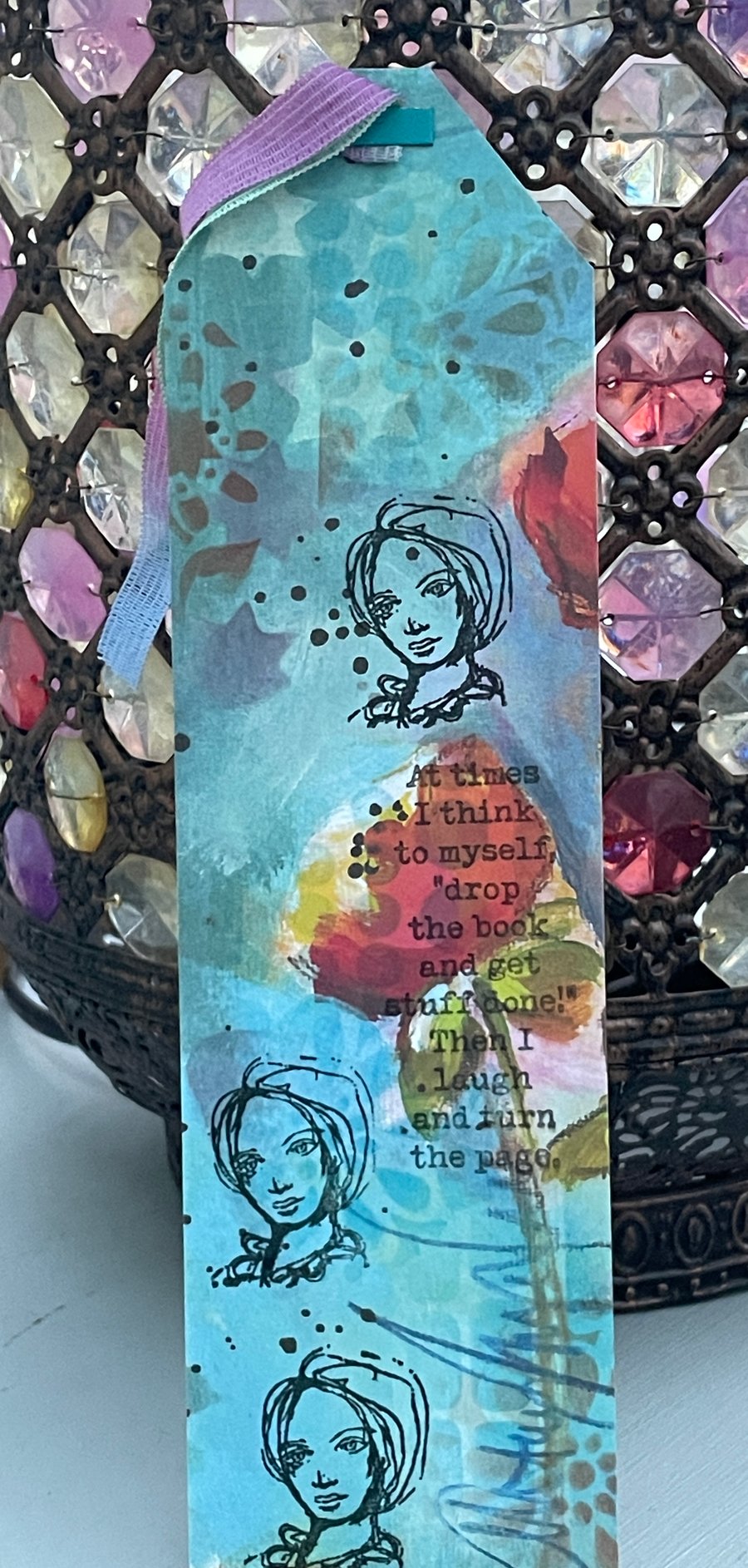 Drop the book and get stuff done colourful bookmark