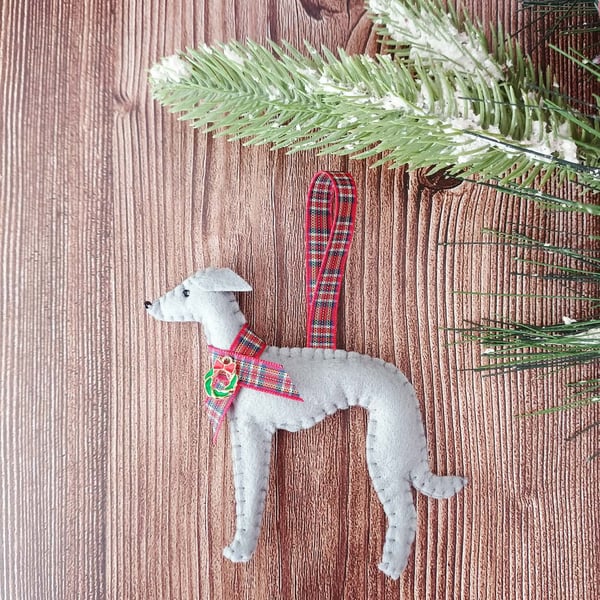 Italian Greyhound Ornament, Felt Christmas Tree Bauble