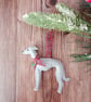 Italian Greyhound Ornament, Felt Christmas Tree Bauble