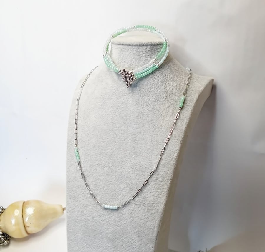 Czech Bead Necklace & Bracelet Set