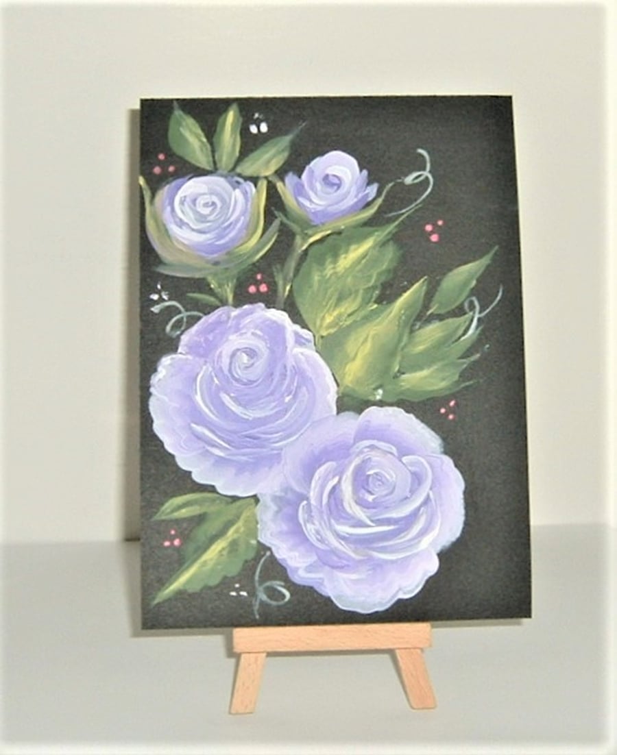 original art acrylic floral painting roses ( ref F 582)