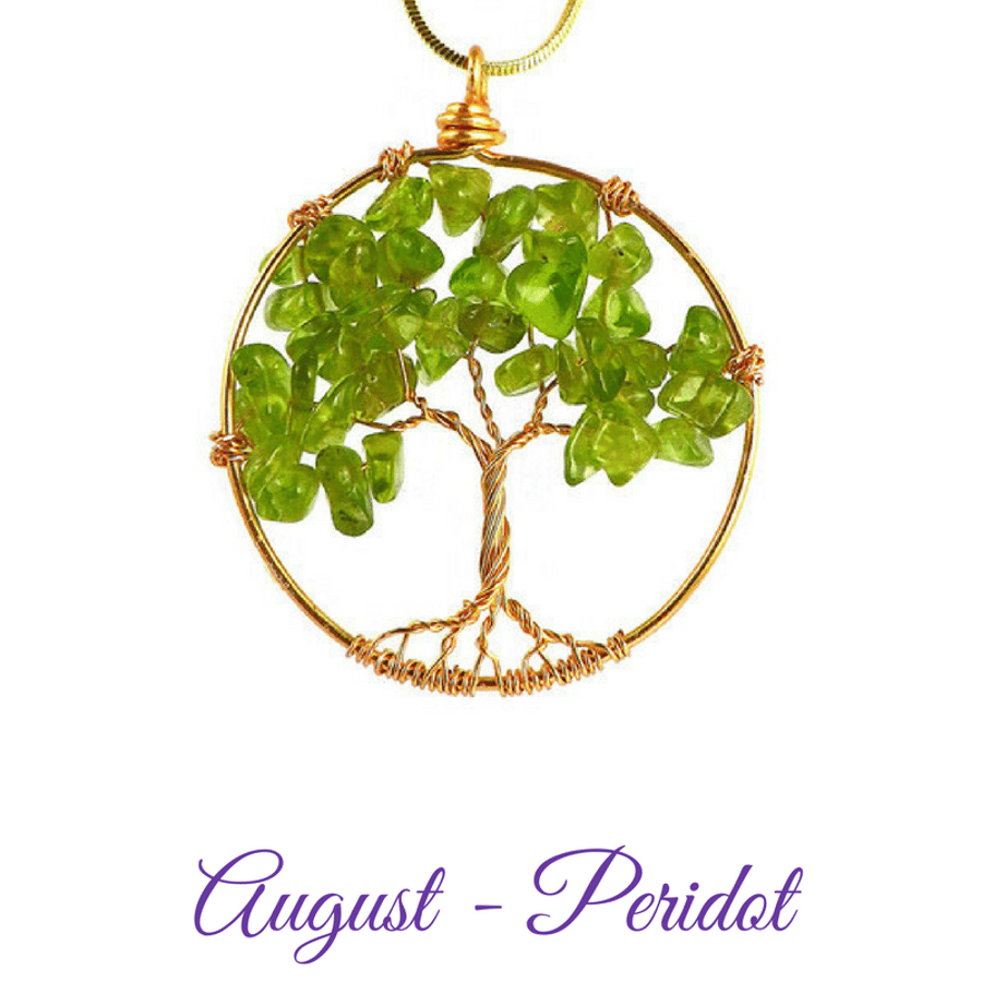 Peridot Tree of Life Birthstone citrine gold gift for her mother of the bride