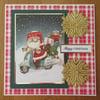 8x8" Santa On His Scooter - Christmas Card