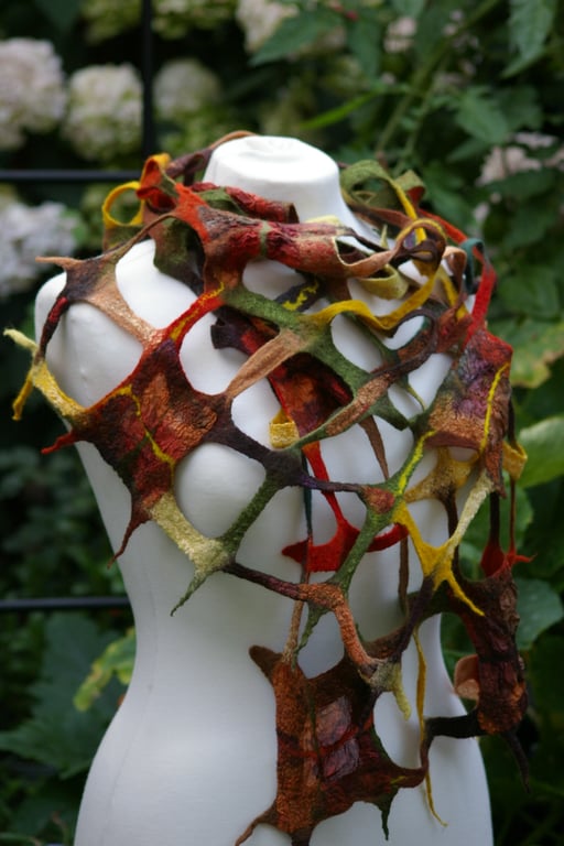 Handmade felted merino wool scarf