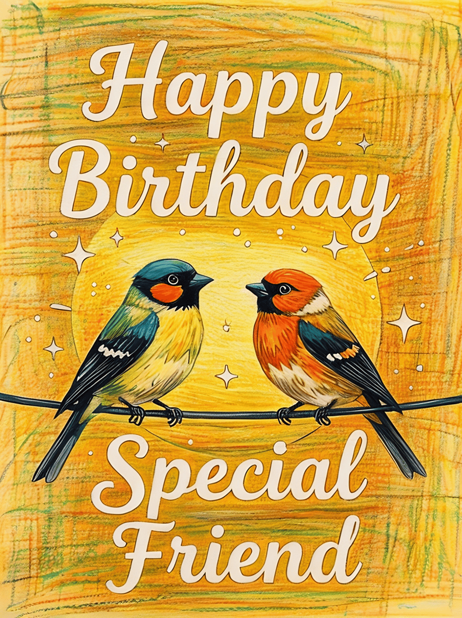 A5 Greeting Card Birds Special Friend Happy Birthday 