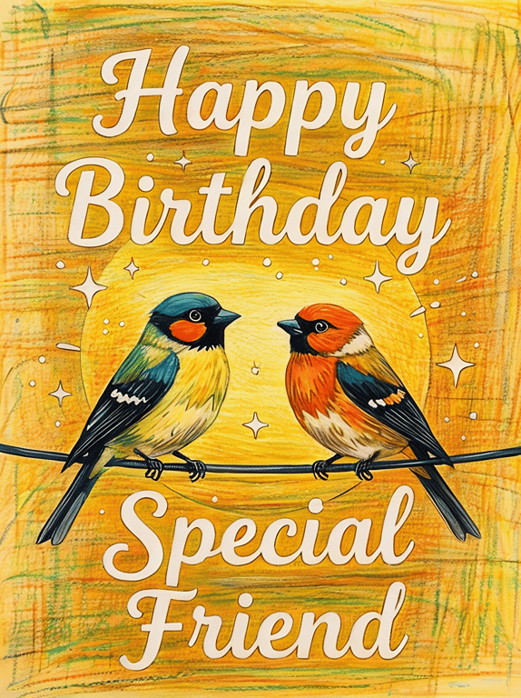 A5 Greeting Card Birds Special Friend Happy Birthday 