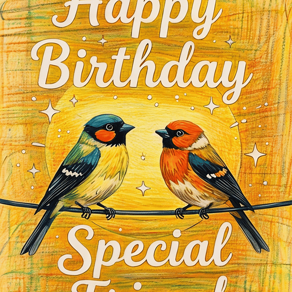 A5 Greeting Card Birds Special Friend Happy Birthday 