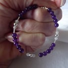 Sterling Silver, Amethyst and Moonstone Bracelet  - February Birthstone