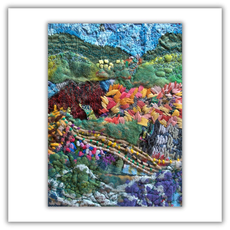 Fibre art landscape - Scottish landscape - framed - felt - embroidered landscape