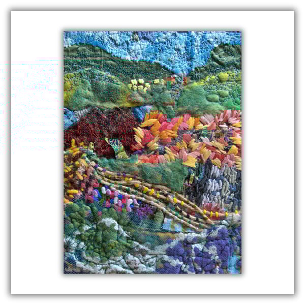 Fibre art landscape - Scottish landscape - framed - felt - embroidered landscape