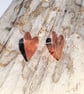 Hammered Copper Heart Stud Earrings (ERCUSTHT2) - UK Free Post - Image 1