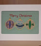 Handmade Cross-Stitch Christmas Card – Beaded Bauble Trio - Image 3