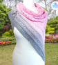 Pink and grey ombre crochet lace cotton shawl. Crochet shawl. Pink grey scarf. - Image 6