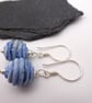 lampwork glass blue sea ribbed earrings - Image 3