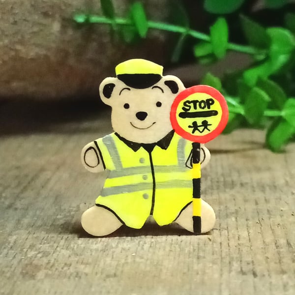 Lollipop Bear Badge, Handmade Lollipop Lady or Man Gift, School Crossing Patrol