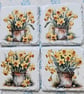 Daffodils in Pots Decoupaged Slate Coasters Set of 4