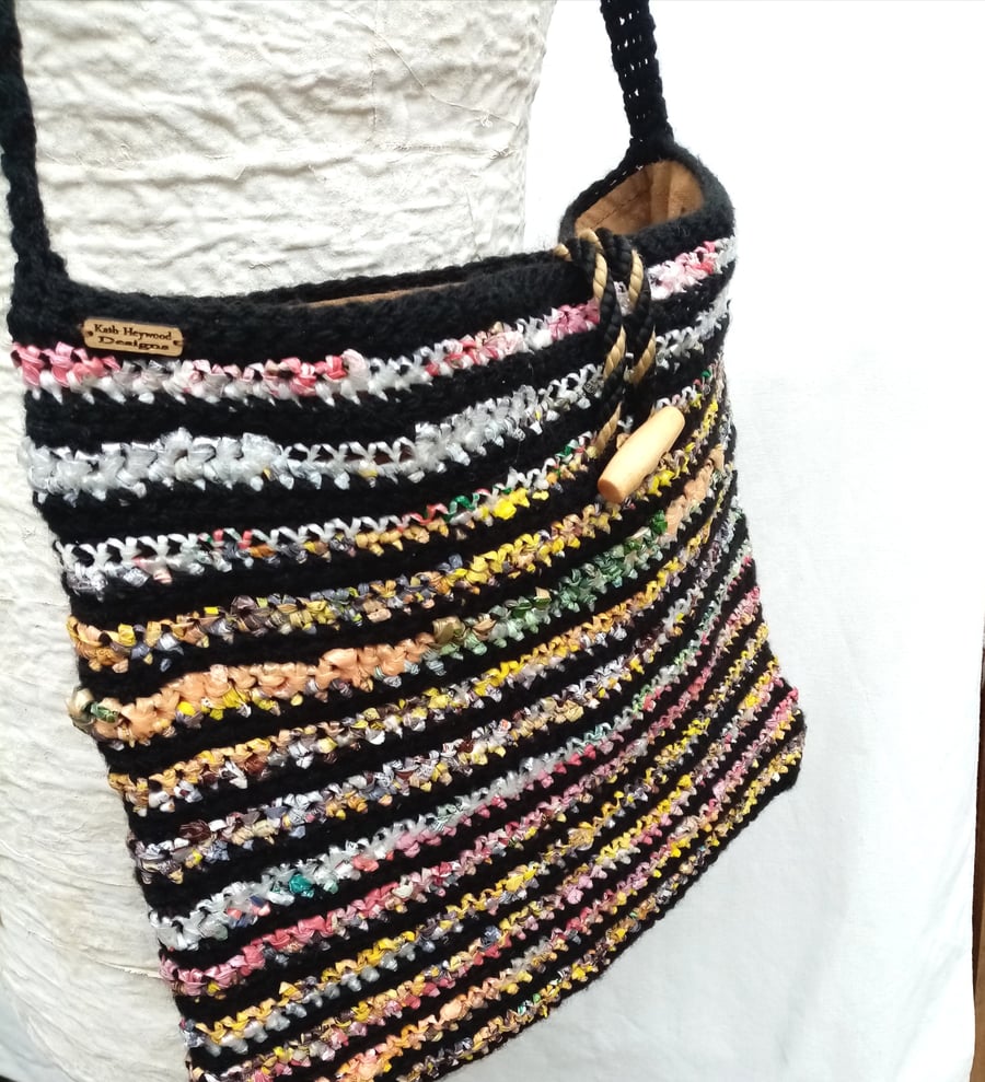 Large Crossbody Bag, Recycled Multicoloured Bag