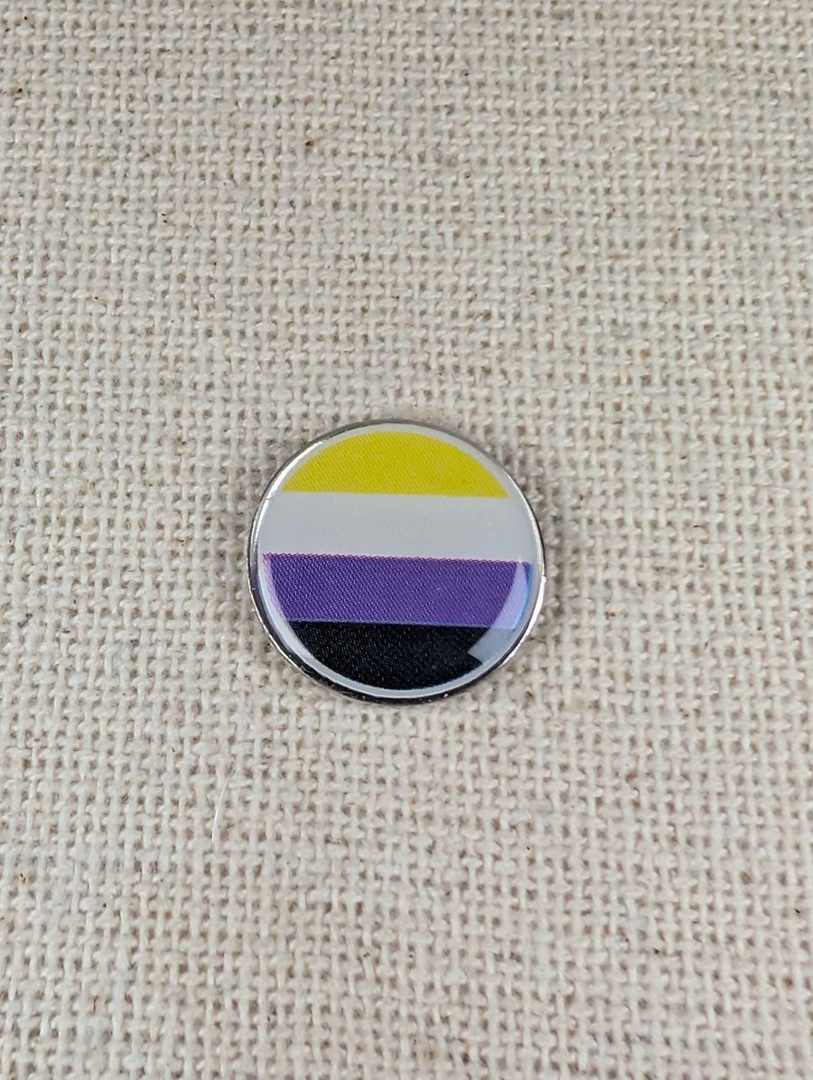 Non Binary Flag Pin - Pride Themed Badge - Large Resin Topped Pin Badge