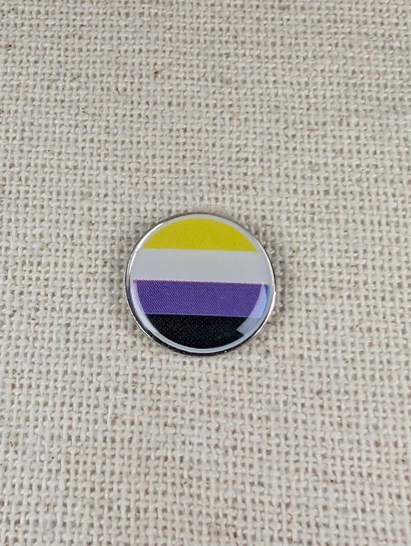 Non Binary Flag Pin - Pride Themed Badge - Large Resin Topped Pin Badge
