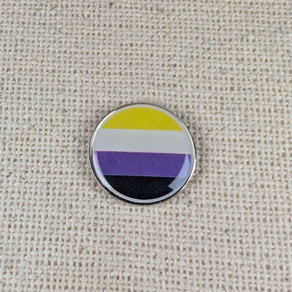 Non Binary Flag Pin - Pride Themed Badge - Large Resin Topped Pin Badge