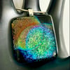 Shimmering Multi Coloured Iridescent Dichroic Glass Pendant