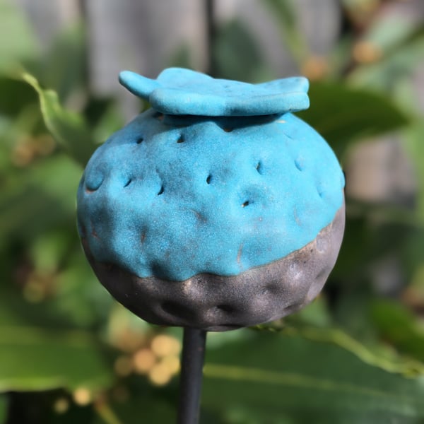 Ceramic garden stake, handmade garden art, indoor or outdoor garden stake