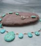  Magnesite turquoise necklace with glass beads - Image 1