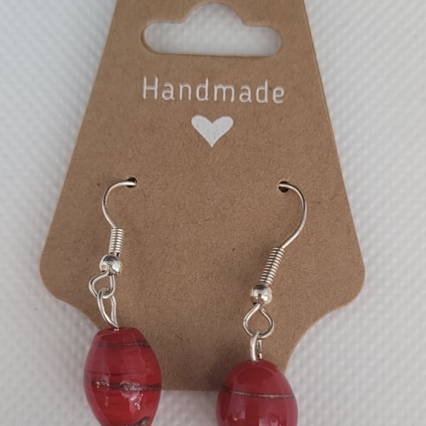 Red and bronze bead earrings