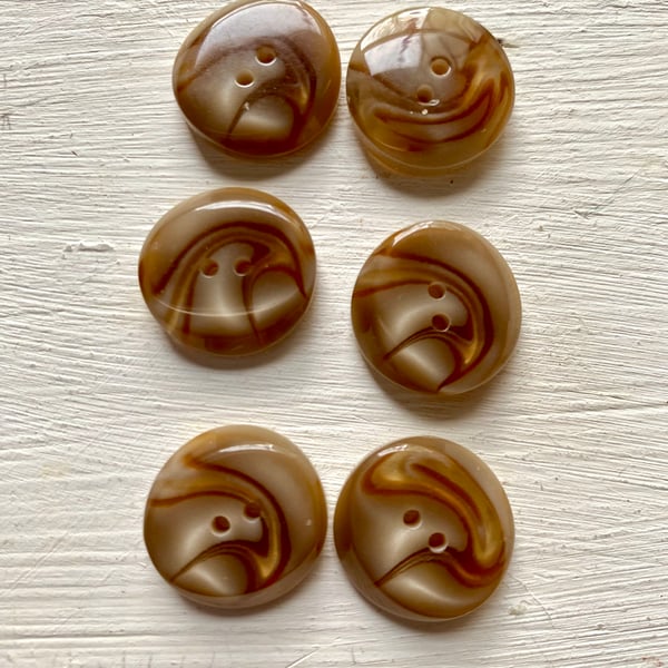6 brown 1.75 cm vintage buttons
