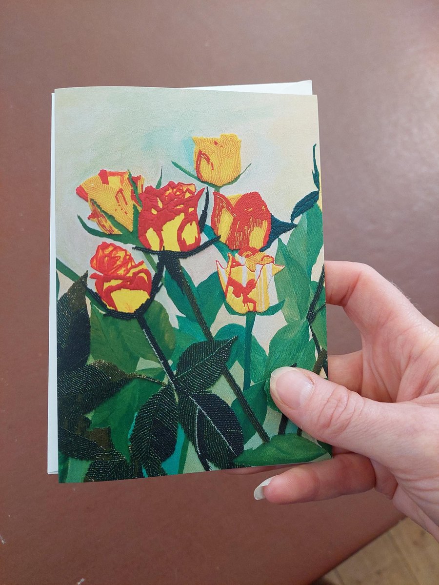 blank greeting card of roses