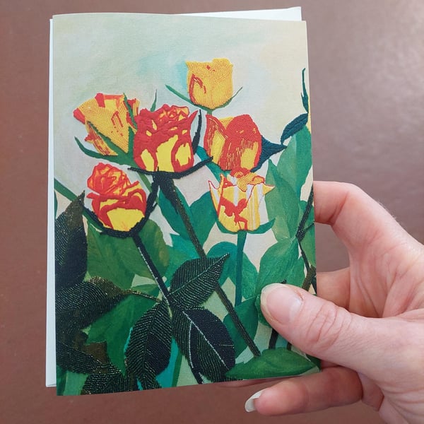 blank greeting card of roses