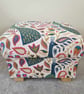 Storage Footstool Fryetts Peaocks Teal Fabric Ottoman Pouffe Birds Green - Image 5