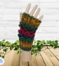 Crochet gloves. Red gold and green dragon scale gloves. Fingerless gloves. - Image 9