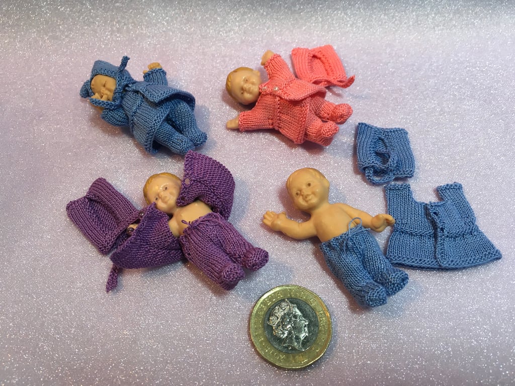 Dollshouse Baby in a Finely Knitted Pram-Suit. Assorted style