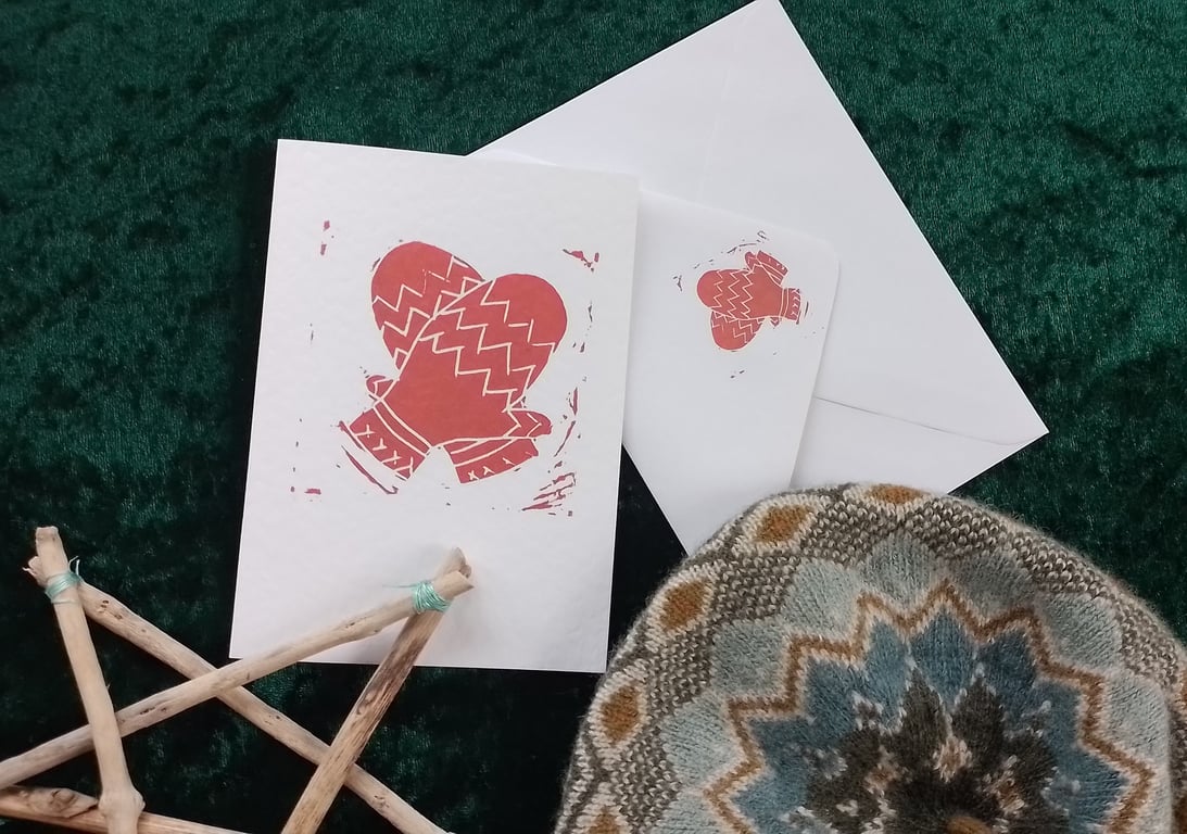 Christmas Card with Mittens Design