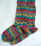 Hand-cranked Knitted Ribbed Wool Socks Size 4 to 5 - Image 2