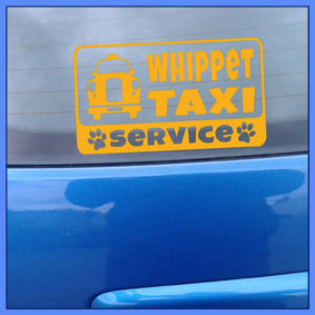 WHIPPET TAXI SERVICE – Vinyl Car Decal, Bumper Sticker