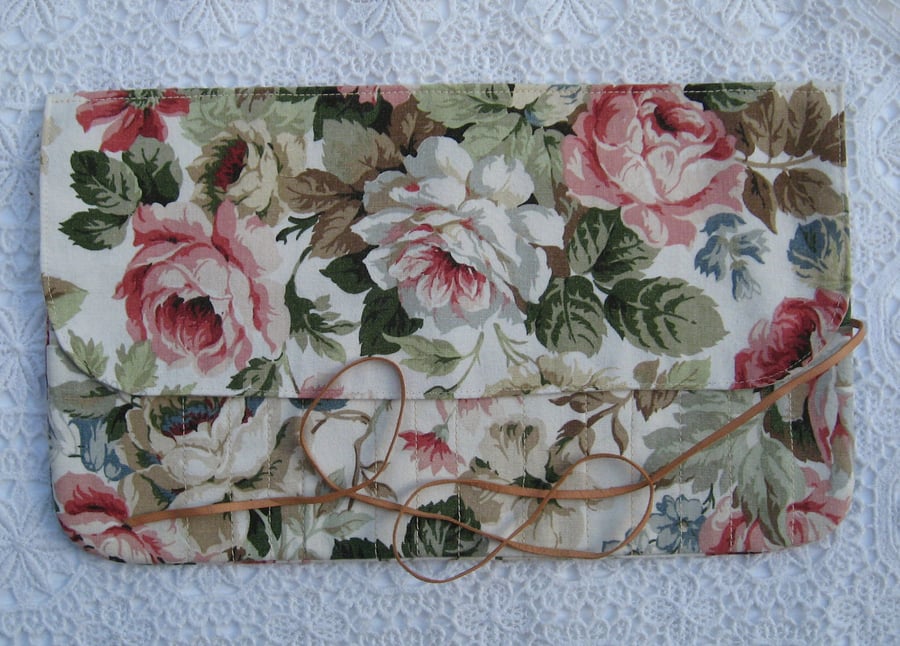 Vintage floral knitting needle wrap