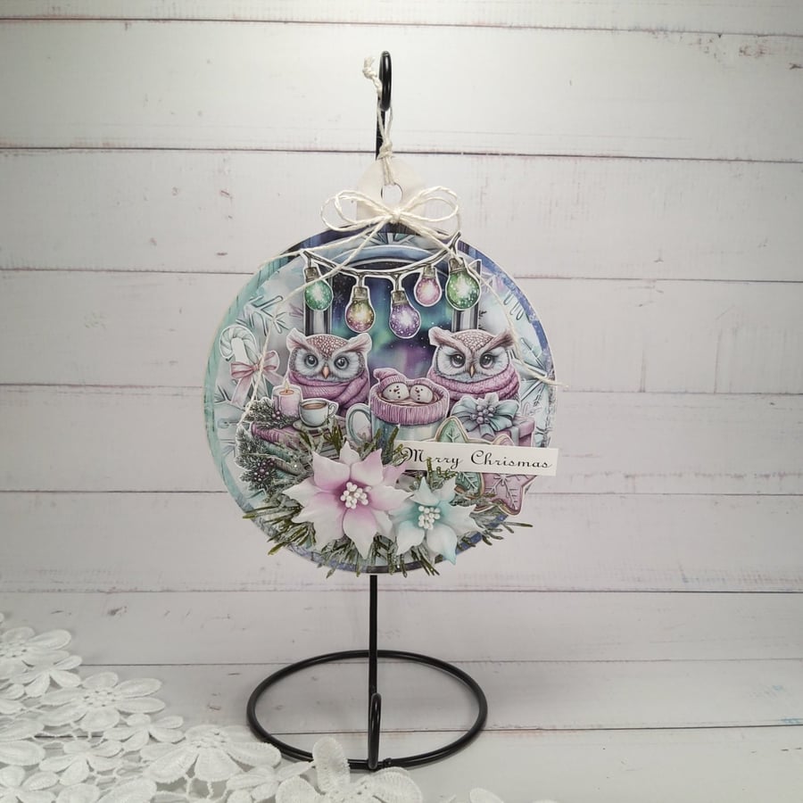 Handmade Christmas Bauble Decoration - Owl Christmas Ornament (62).