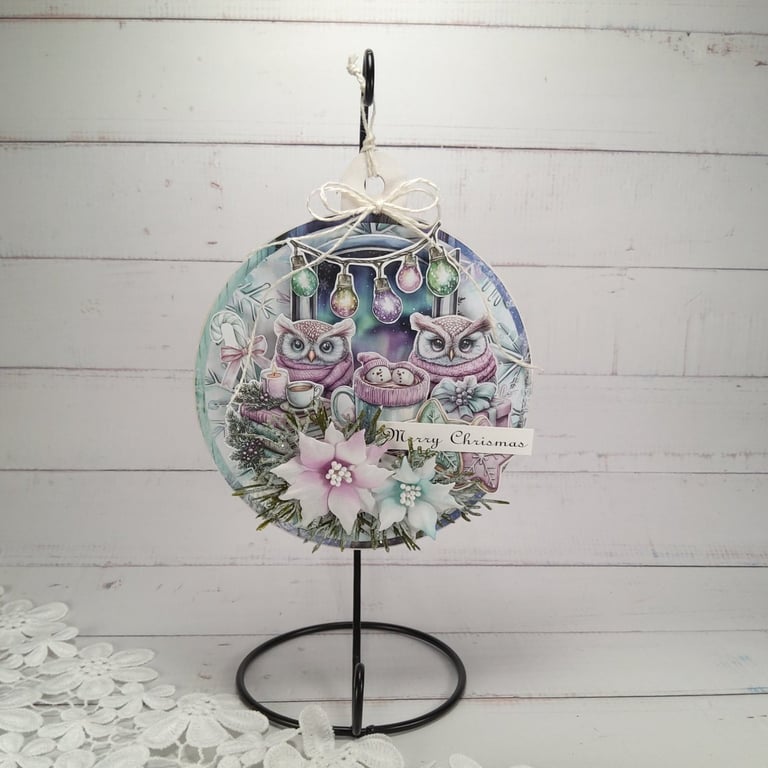 Handmade Christmas Bauble Decoration - Owl Christmas Ornament (62).