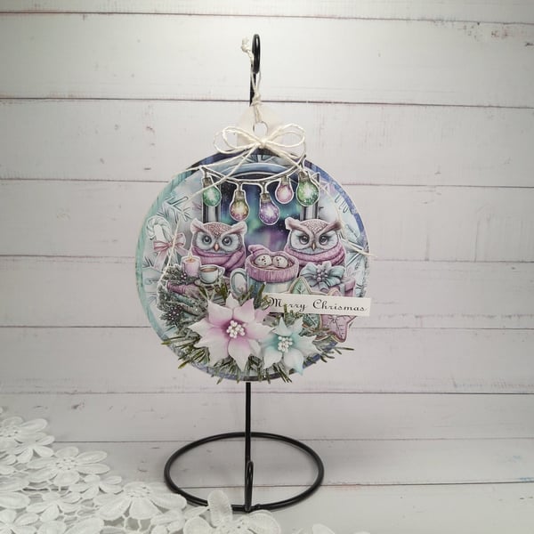 Handmade Christmas Bauble Decoration - Owl Christmas Ornament (62).
