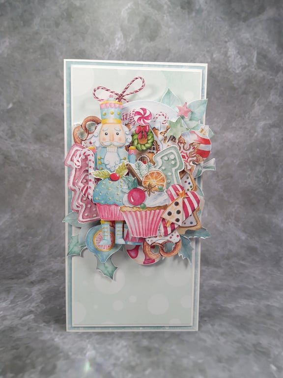 Handmade Christmas Card (34) Nutcracker &Festive Sweets Design