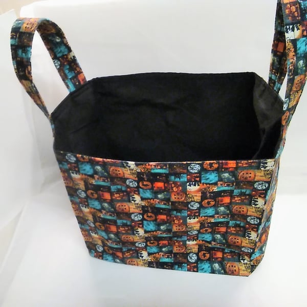 Handmade Halloween Trick or Treat Basket: Cotton Fabric Storage Box