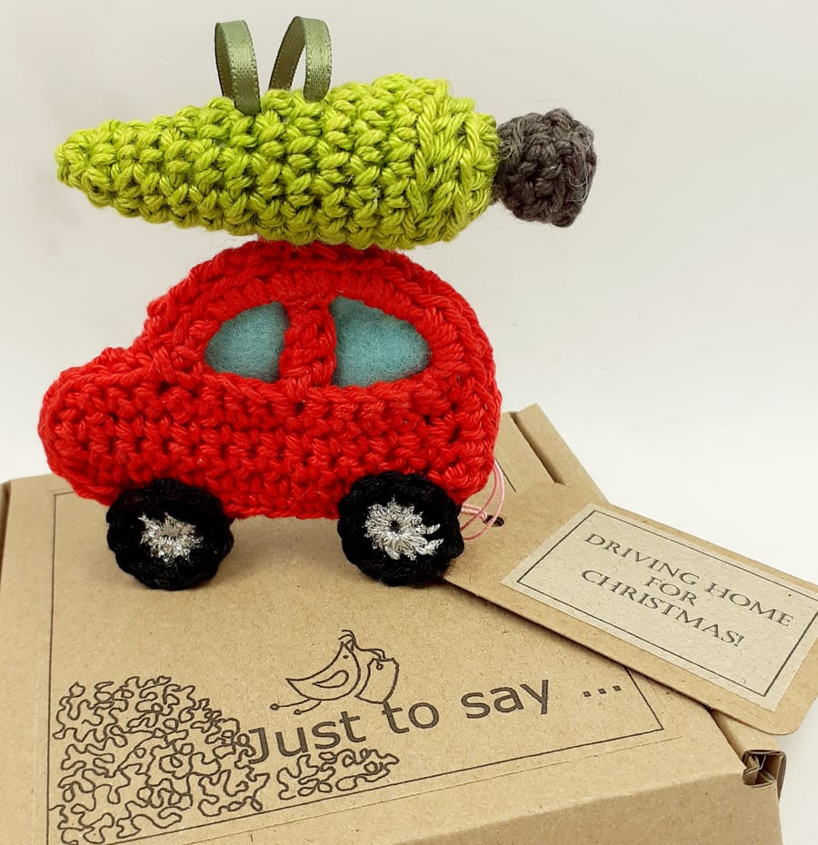 Crochet Car Tree Decoration - Alternative to a Christmas Card 