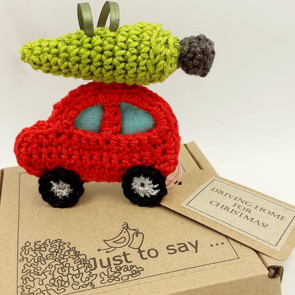 Crochet Car Tree Decoration - Alternative to a Christmas Card 