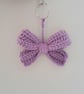 Purple Bow Crochet Keyring