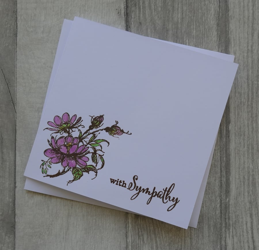 Pink Floral Display - With Sympathy - Sympathy Card
