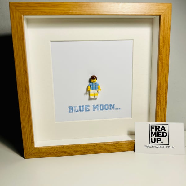 MAN CITY - Framed custom Lego minifigure - Manchester footballer