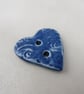 Medium Ice Blue Brocade Texture Heart Shaped Ceramic Button - Image 2